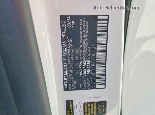4JGFB6BB4RB200026 2024 MERCEDES-BENZ GLE White Vista interior de 360 grados