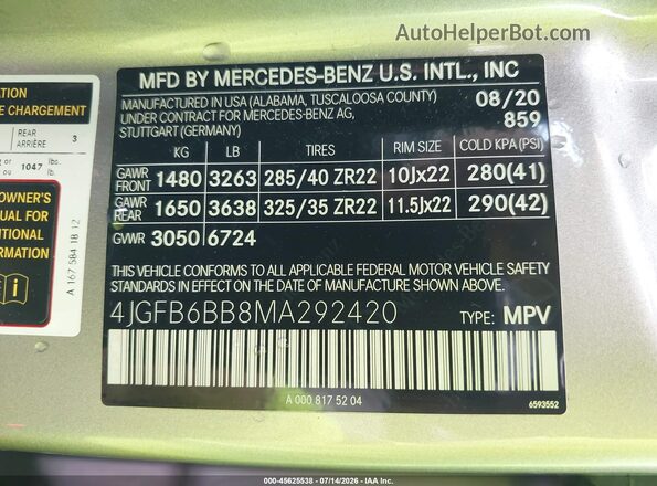 4JGFB6BB8MA292420 2021 MERCEDES-BENZ AMG GLE 53 Gold Vista del compartimento del motor
