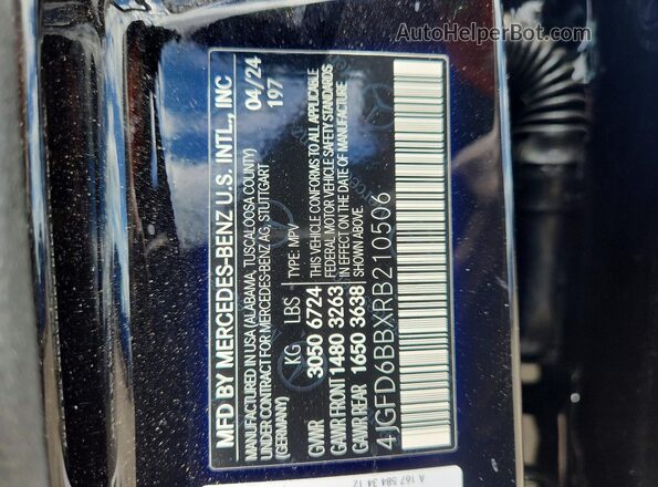 4JGFD6BBXRB210506 2024 MERCEDES-BENZ GLE Черный Вид наклейки с VIN-кодом