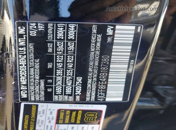 4JGFF8FE4RB187380 2024 MERCEDES-BENZ GLS Black VIN sticker view