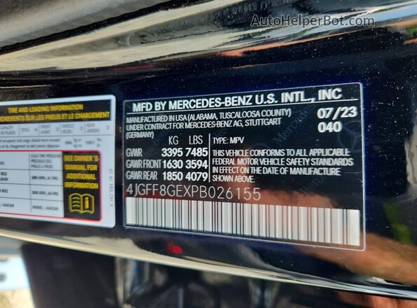 4JGFF8GEXPB026155 2023 MERCEDES-BENZ GLS Black VIN sticker view