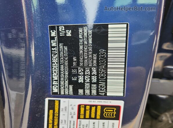 4JGGM1CB5PA037339 2023 MERCEDES-BENZ EQE Blue Панорамний вид салону 360°