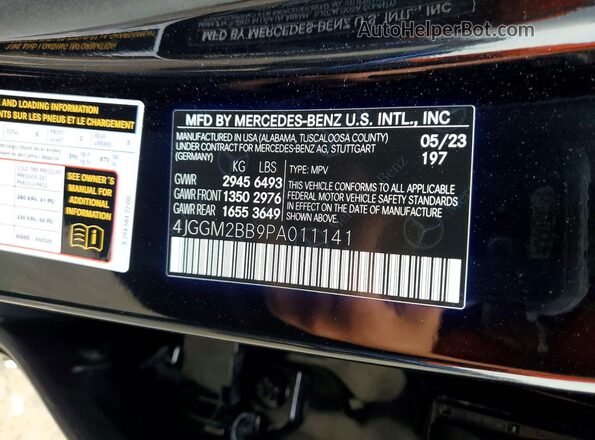 4JGGM2BB9PA011141 2023 MERCEDES-BENZ EQE Black VIN կոդի պիտակի տեսք