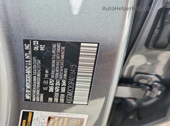 4JGGM2CB3PA016415 2023 MERCEDES-BENZ EQE Gray Вид наклейки з VIN-кодом