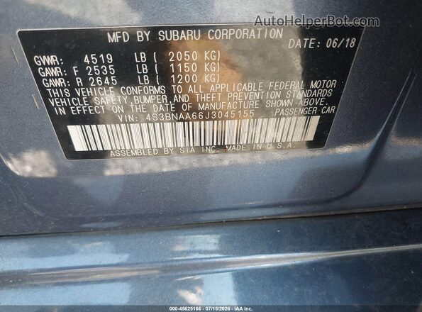4S3BNAA66J3045155 2018 SUBARU LEGACY Blue Вид підкапотного простору