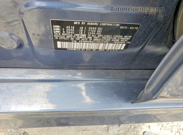 4S3BNAB62J3033406 2018 SUBARU LEGACY Blue Շարժիչի բաժամունքի տեսք