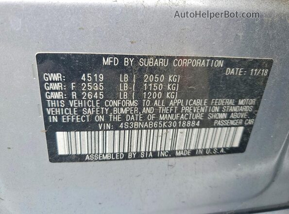 4S3BNAB65K3018884 2019 SUBARU LEGACY Silver Widok komory silnika