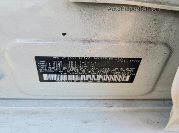 4S3BNAC60H3056644 2017 SUBARU LEGACY Белый Вид подкапотного пространства