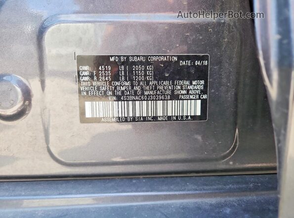 4S3BNAC60J3039638 2018 SUBARU LEGACY Угольный Вид подкапотного пространства