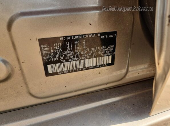 4S3BNAC64H3068182 2017 SUBARU LEGACY Tan Widok komory silnika