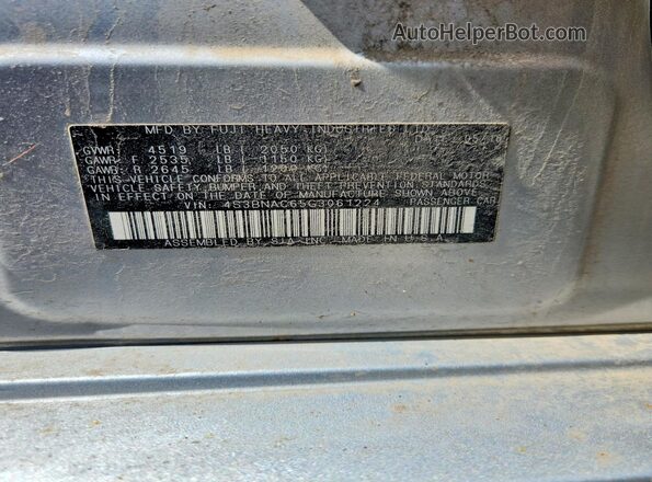 4S3BNAC65G3061224 2016 SUBARU LEGACY Silver Widok naklejki z numerem VIN