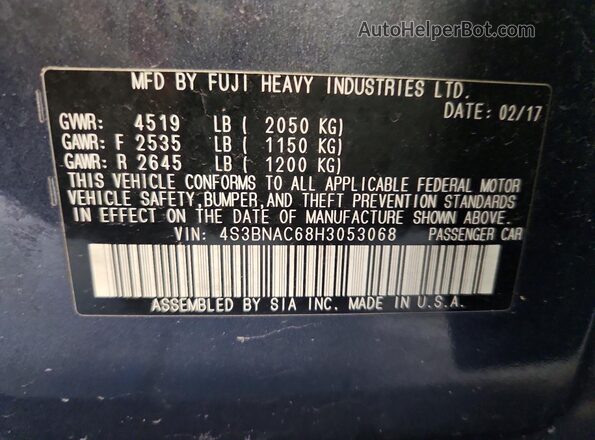 4S3BNAC68H3053068 2017 SUBARU LEGACY Gray Engine compartment view