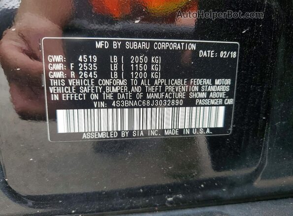 4S3BNAC68J3032890 2018 SUBARU LEGACY Black Vista del compartimento del motor