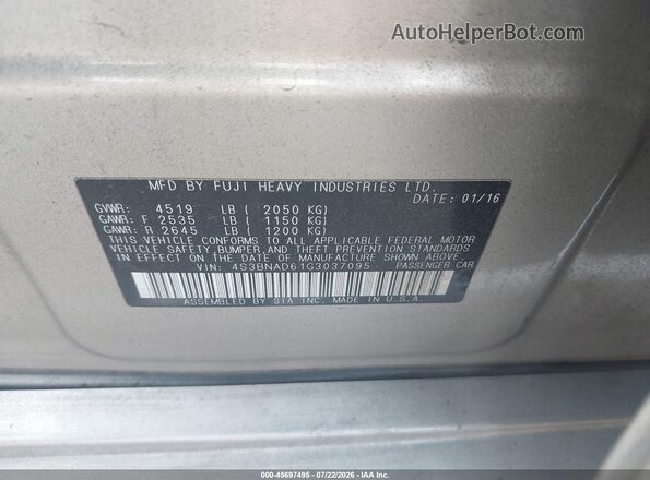4S3BNAD61G3037095 2016 SUBARU LEGACY Кремовый Вид подкапотного пространства