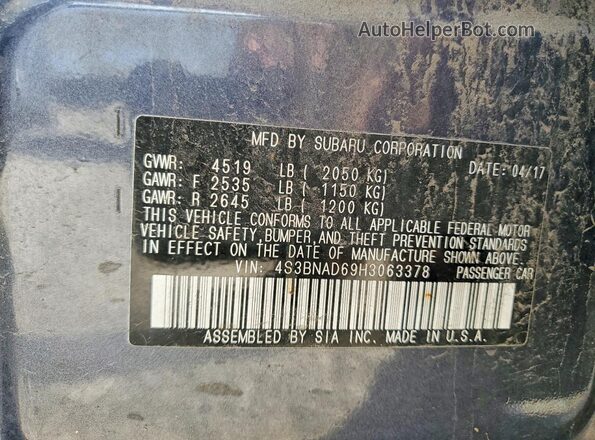 4S3BNAD69H3063378 2017 SUBARU LEGACY Blue Engine compartment view