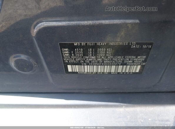 4S3BNAF63H3030079 2017 SUBARU LEGACY Blue Vista del compartimento del motor