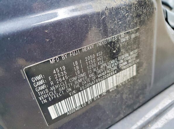 4S3BNAF66G3006664 2016 SUBARU LEGACY Blue Vista del compartimento del motor