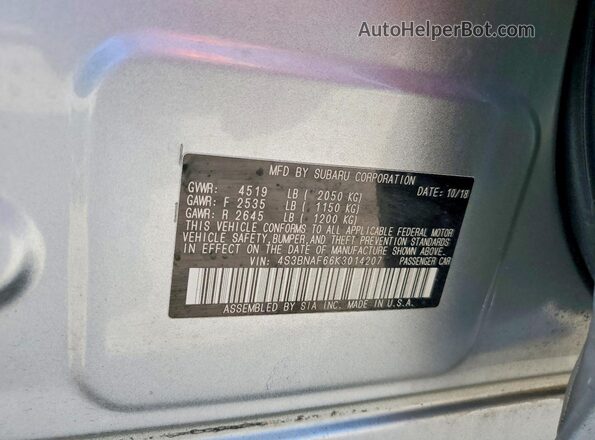 4S3BNAF66K3014207 2019 SUBARU LEGACY Silver Widok komory silnika
