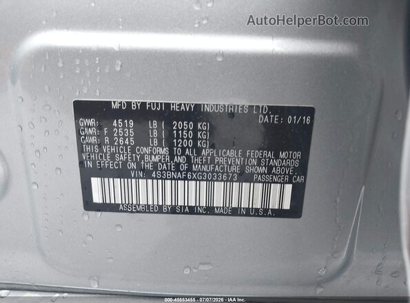 4S3BNAF6XG3033673 2016 SUBARU LEGACY Light Blue Engine compartment view
