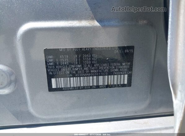 4S3BNAN60G3011070 2016 SUBARU LEGACY Silver ძრავის განყოფილების ხედი