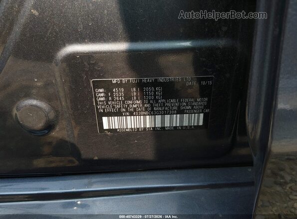 4S3BNBC63G3017308 2016 SUBARU LEGACY Черный Вид подкапотного пространства