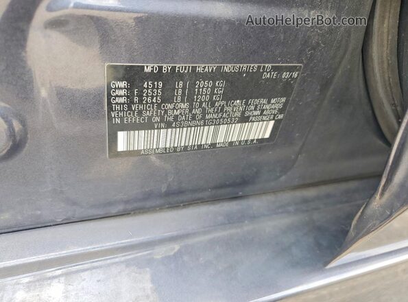 4S3BNBN61G3050532 2016 SUBARU LEGACY Gray Vista del compartimento del motor