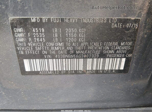 4S3BNBN66G3002329 2016 SUBARU LEGACY Blue Widok komory silnika