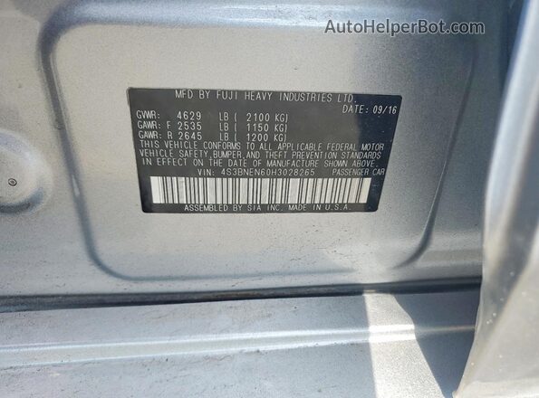 4S3BNEN60H3028265 2017 SUBARU LEGACY Silver ძრავის განყოფილების ხედი