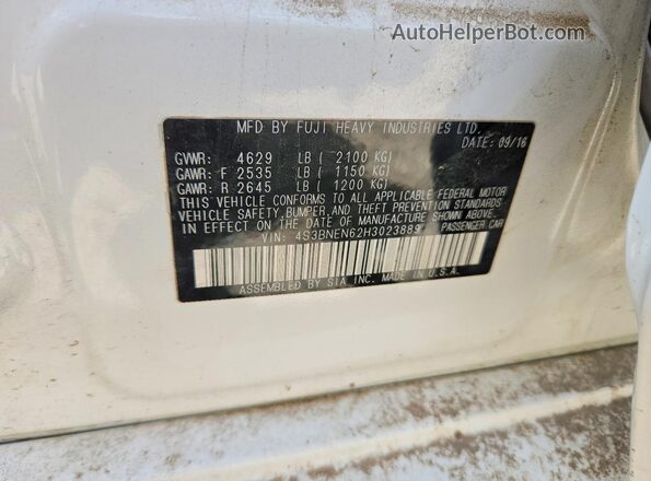 4S3BNEN62H3023889 2017 SUBARU LEGACY Белый Вид подкапотного пространства