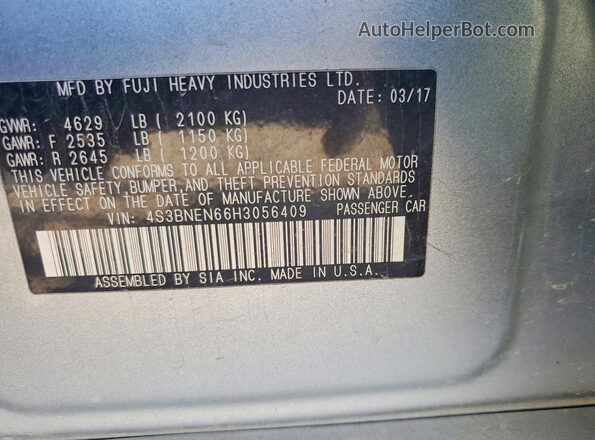 4S3BNEN66H3056409 2017 SUBARU LEGACY Silver Вид підкапотного простору