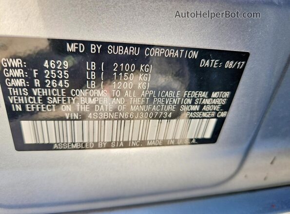 4S3BNEN66J3007734 2018 SUBARU LEGACY Silver Շարժիչի բաժամունքի տեսք