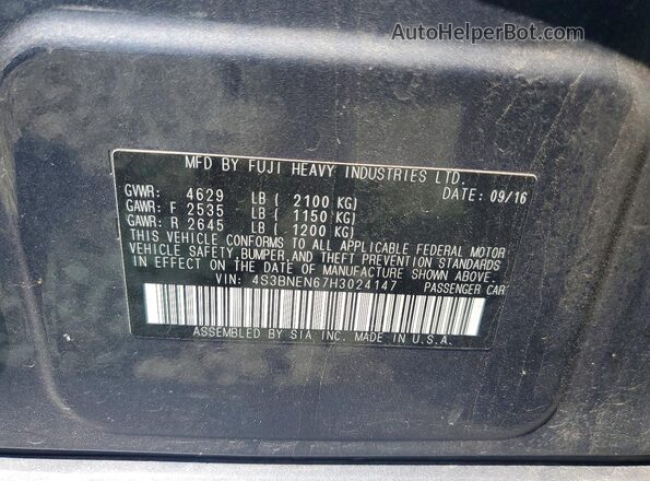 4S3BNEN67H3024147 2017 SUBARU LEGACY Gray Շարժիչի բաժամունքի տեսք