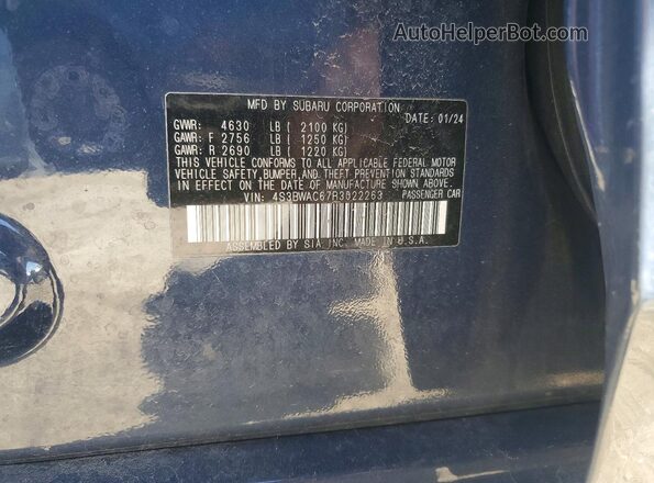 4S3BWAC67R3022263 2024 SUBARU LEGACY Blue VIN կոդի պիտակի տեսք