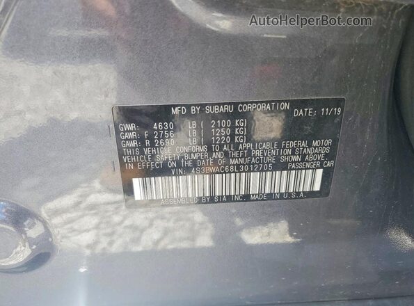 4S3BWAC68L3012705 2020 SUBARU LEGACY Gray Вид підкапотного простору