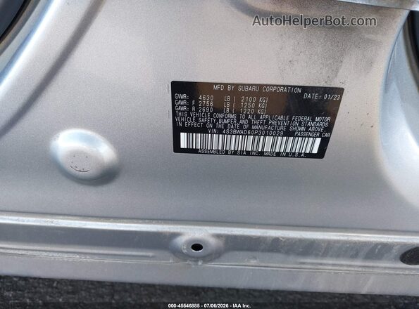 4S3BWAD60P3010029 2023 SUBARU LEGACY Silver ძრავის განყოფილების ხედი