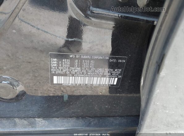 4S3BWAD64S3008048 2025 SUBARU LEGACY Black Շարժիչի բաժամունքի տեսք