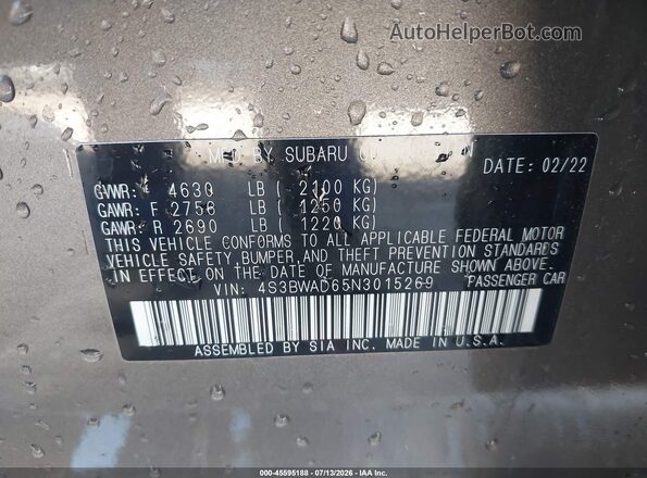 4S3BWAD65N3015269 2022 SUBARU LEGACY Коричневый Вид подкапотного пространства