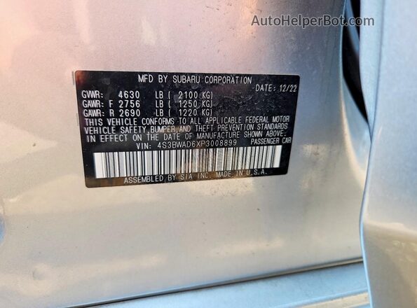 4S3BWAD6XP3008899 2023 SUBARU LEGACY Silver Widok komory silnika