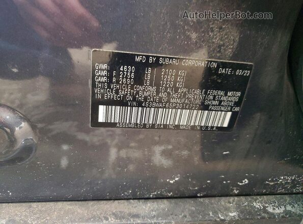 4S3BWAF65P3014722 2023 SUBARU LEGACY Gray Vista del compartimento del motor