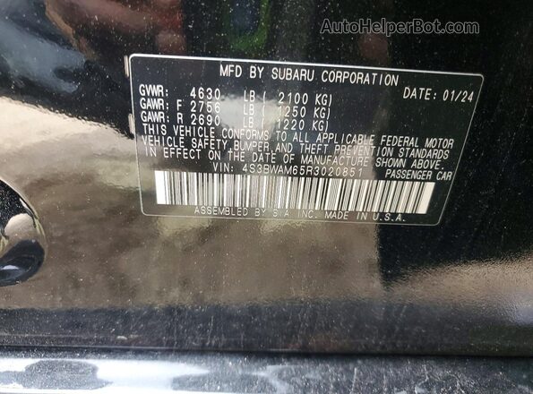 4S3BWAM65R3020851 2024 SUBARU LEGACY Черный Вид подкапотного пространства