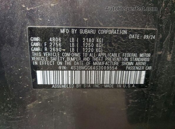 4S3BWGG64S3009554 2025 SUBARU LEGACY Gray Widok komory silnika