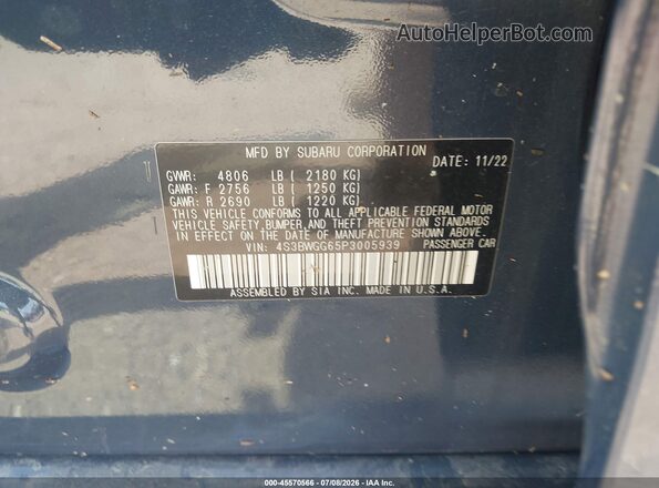 4S3BWGG65P3005939 2023 SUBARU LEGACY Blue ძრავის განყოფილების ხედი