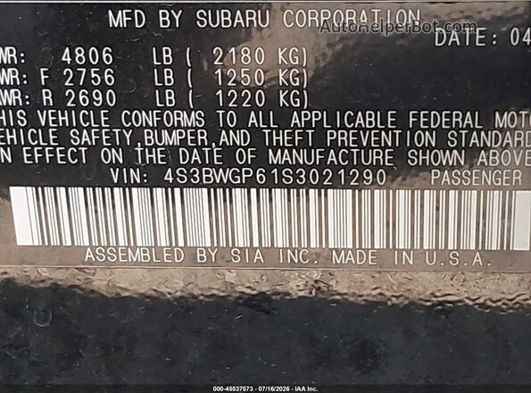 4S3BWGP61S3021290 2025 SUBARU LEGACY Black Engine compartment view