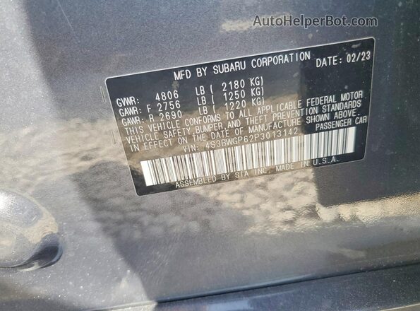 4S3BWGP62P3013142 2023 SUBARU LEGACY Gray Вид підкапотного простору