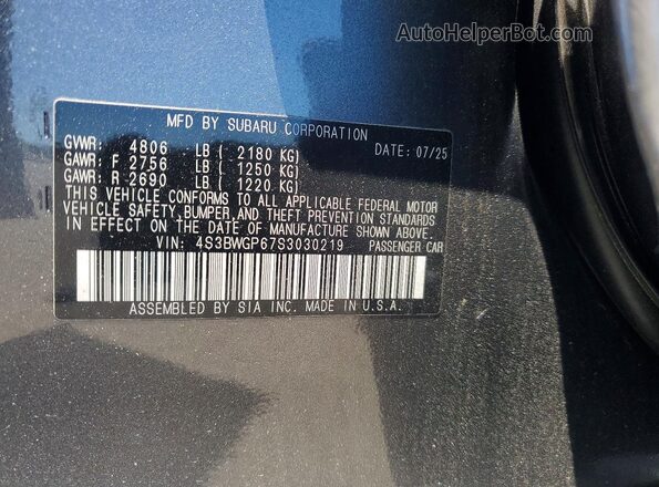 4S3BWGP67S3030219 2025 SUBARU LEGACY Gray Widok komory silnika