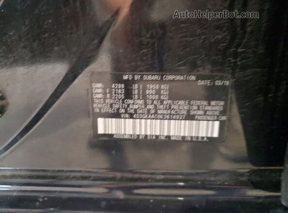 4S3GKAA60K3614937 2019 SUBARU IMPREZA Black Vista del compartimento del motor