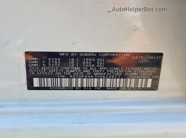 4S3GKAA61H3624871 2017 SUBARU IMPREZA White Widok komory silnika