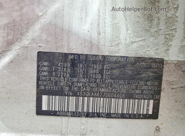 4S3GKAA62J3604408 2018 SUBARU IMPREZA White Widok komory silnika