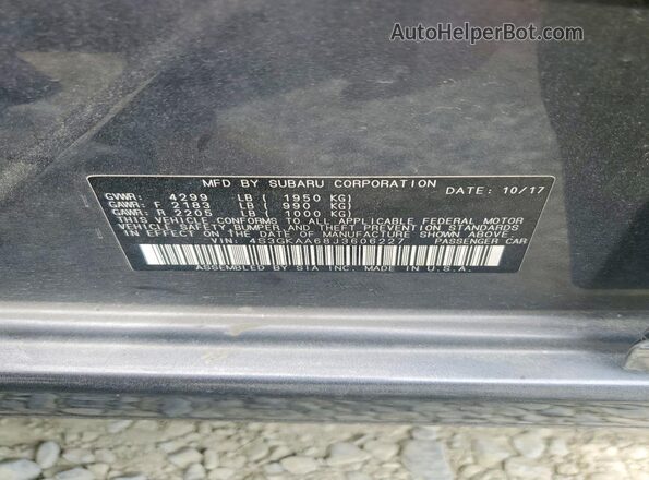 4S3GKAA68J3606227 2018 SUBARU IMPREZA Серый Вид подкапотного пространства