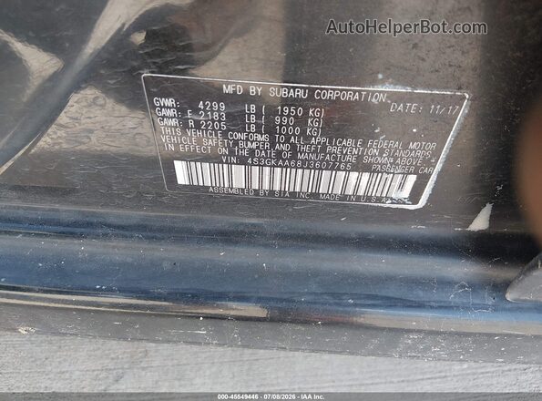4S3GKAA68J3607765 2018 SUBARU IMPREZA Black Вид підкапотного простору